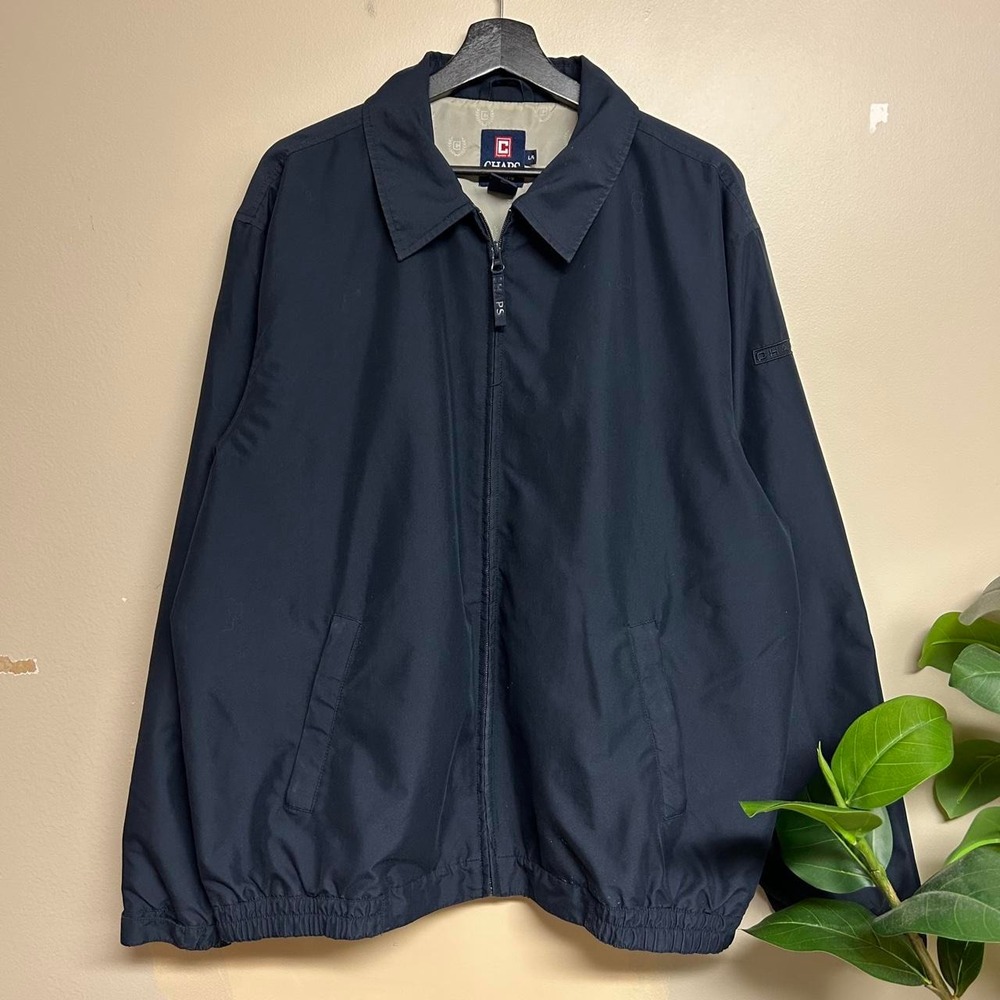 Vintage Chaps Navy Blue Harrington Jacket Mens Large 2000s Full Zip Coat